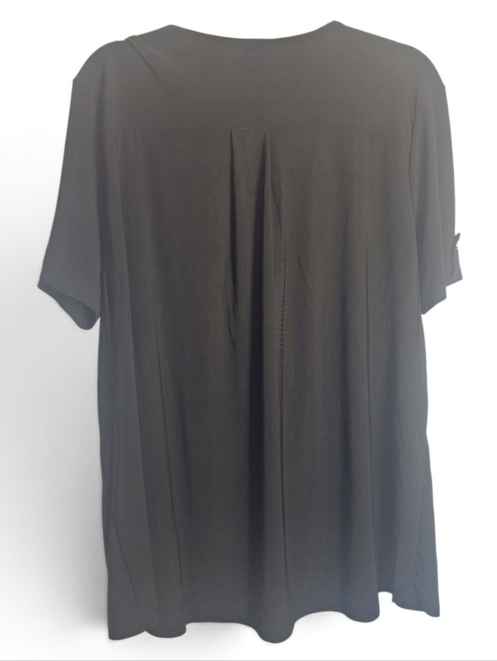 Anne Klein Short Sleeve Blouse Black Casual Office Half Zip High Low 2X Womens - Picture 3 of 8